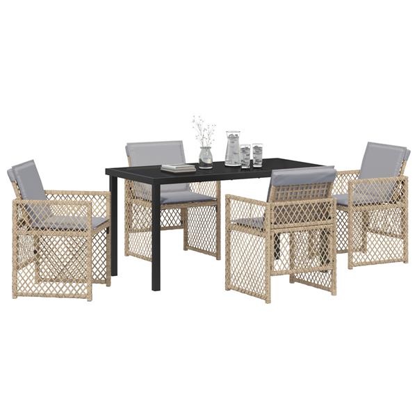 Grote foto vidaxl tuin eetset 5 pcs beige poly rattan tuin en terras tuinmeubelen