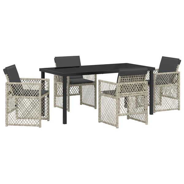 Grote foto vidaxl tuin eetset 5 pcs lichtgrijs poly rattan tuin en terras tuinmeubelen