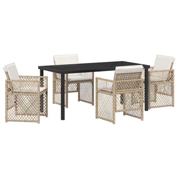 Grote foto vidaxl tuin eetset 5 pcs beige poly rattan tuin en terras tuinmeubelen