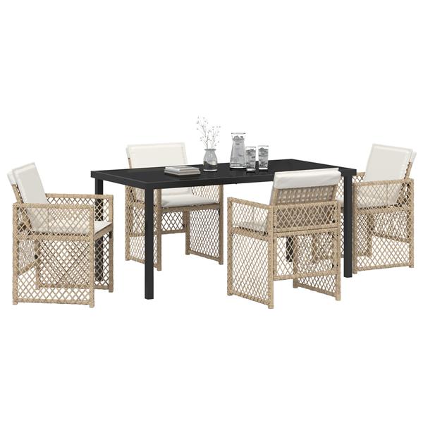 Grote foto vidaxl tuin eetset 5 pcs beige poly rattan tuin en terras tuinmeubelen