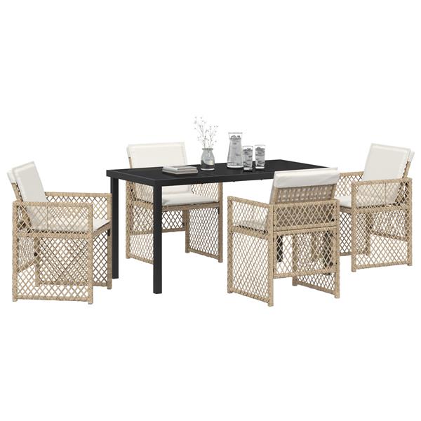 Grote foto vidaxl tuin eetset 5 pcs beige poly rattan tuin en terras tuinmeubelen