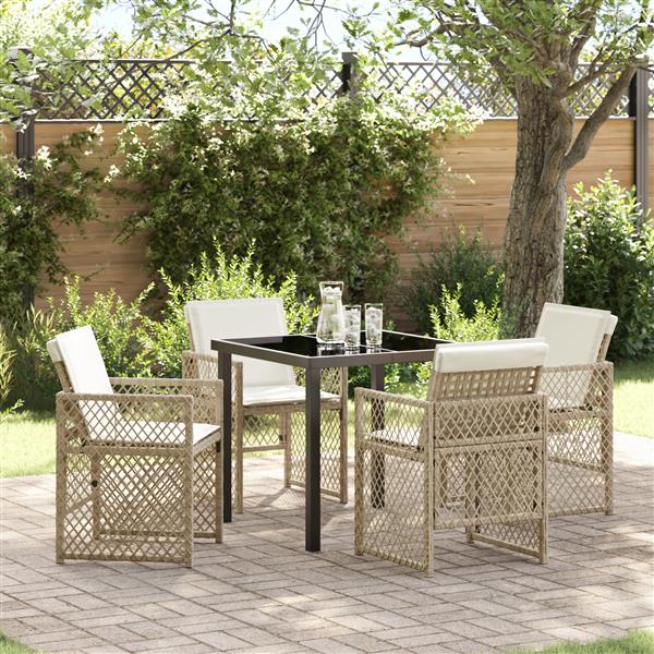 Grote foto vidaxl tuin eetset 5 pcs beige poly rattan tuin en terras tuinmeubelen