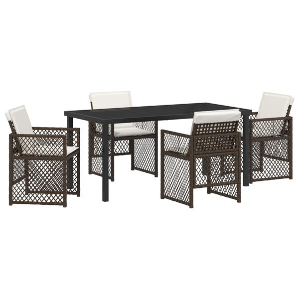 Grote foto vidaxl tuin eetset 5 pcs bruin poly rattan tuin en terras tuinmeubelen