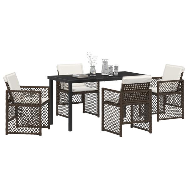 Grote foto vidaxl tuin eetset 5 pcs bruin poly rattan tuin en terras tuinmeubelen
