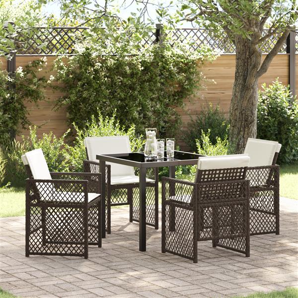 Grote foto vidaxl tuin eetset 5 pcs bruin poly rattan tuin en terras tuinmeubelen