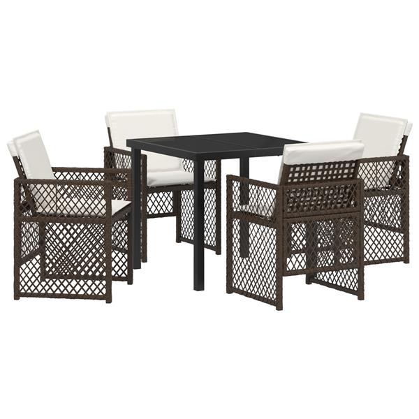 Grote foto vidaxl tuin eetset 5 pcs bruin poly rattan tuin en terras tuinmeubelen