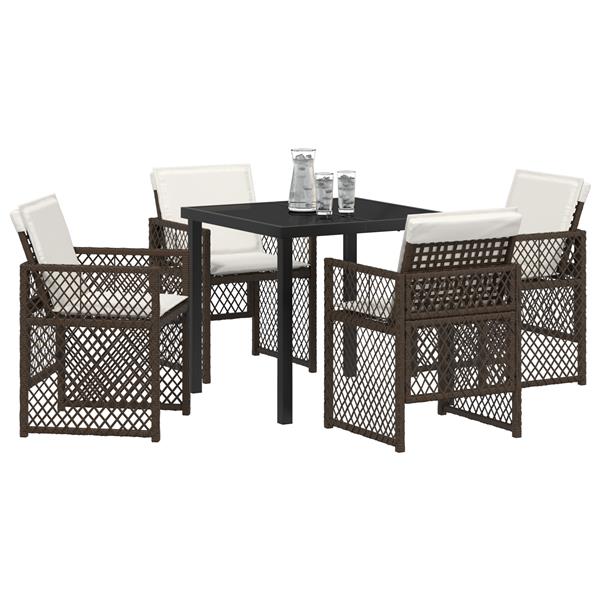 Grote foto vidaxl tuin eetset 5 pcs bruin poly rattan tuin en terras tuinmeubelen