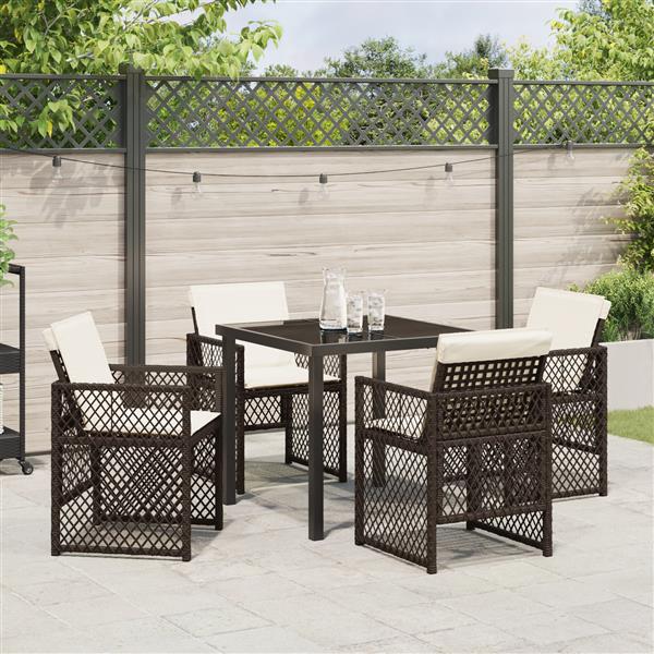 Grote foto vidaxl tuin eetset 5 pcs bruin poly rattan tuin en terras tuinmeubelen