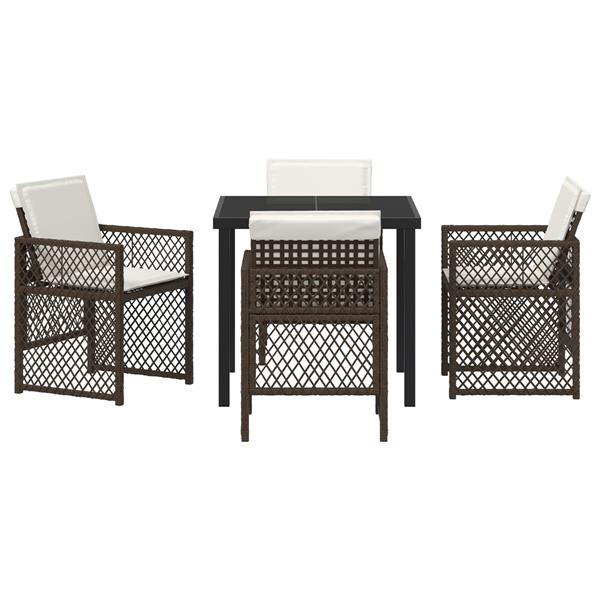 Grote foto vidaxl tuin eetset 5 pcs bruin poly rattan tuin en terras tuinmeubelen