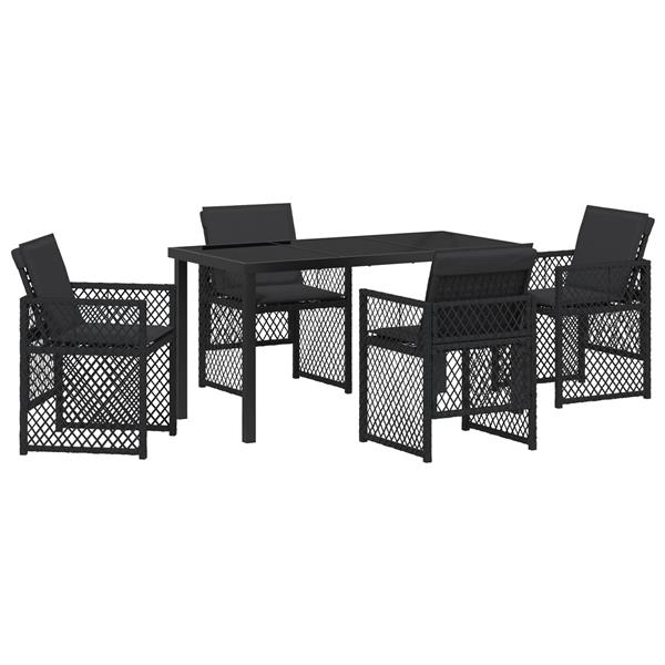Grote foto vidaxl tuin eetset 5 pcs zwart poly rattan tuin en terras tuinmeubelen