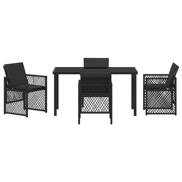 Grote foto vidaxl tuin eetset 5 pcs zwart poly rattan tuin en terras tuinmeubelen