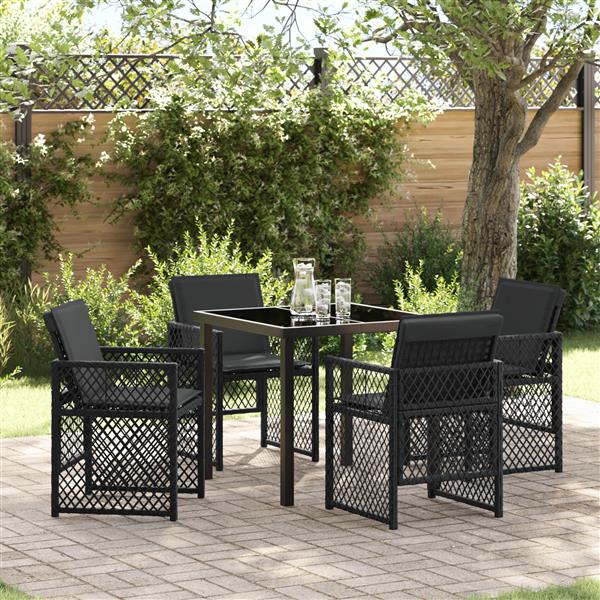 Grote foto vidaxl tuin eetset 5 pcs zwart poly rattan tuin en terras tuinmeubelen