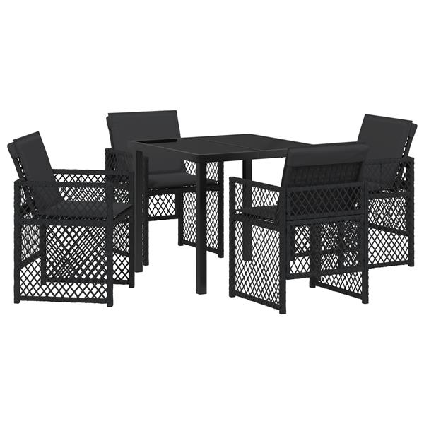 Grote foto vidaxl tuin eetset 5 pcs zwart poly rattan tuin en terras tuinmeubelen