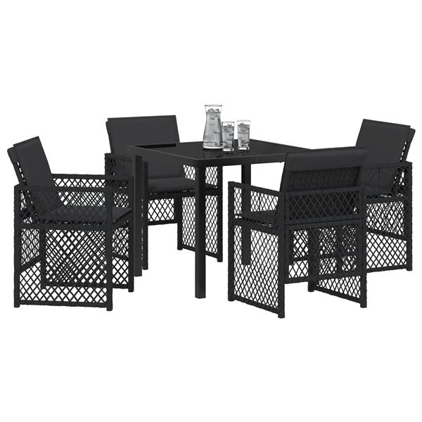 Grote foto vidaxl tuin eetset 5 pcs zwart poly rattan tuin en terras tuinmeubelen