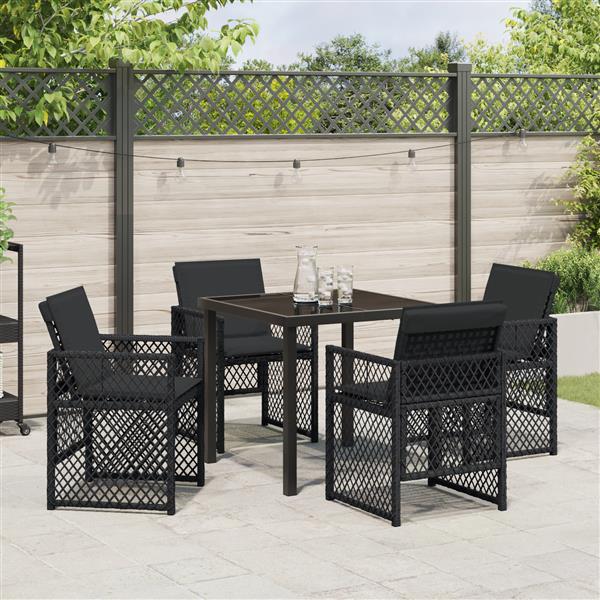 Grote foto vidaxl tuin eetset 5 pcs zwart poly rattan tuin en terras tuinmeubelen