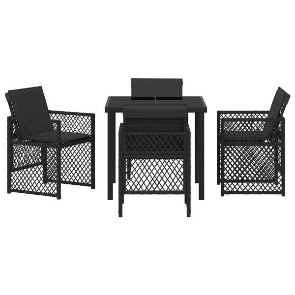 Grote foto vidaxl tuin eetset 5 pcs zwart poly rattan tuin en terras tuinmeubelen