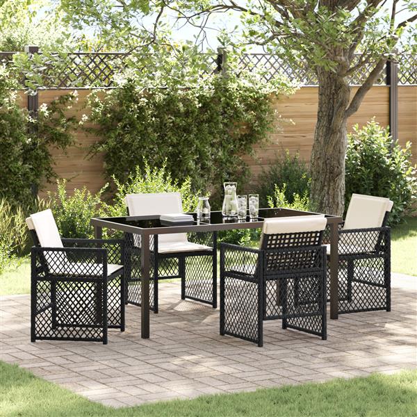 Grote foto vidaxl tuin eetset 5 pcs zwart poly rattan tuin en terras tuinmeubelen