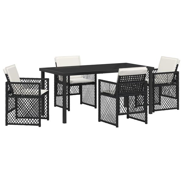 Grote foto vidaxl tuin eetset 5 pcs zwart poly rattan tuin en terras tuinmeubelen