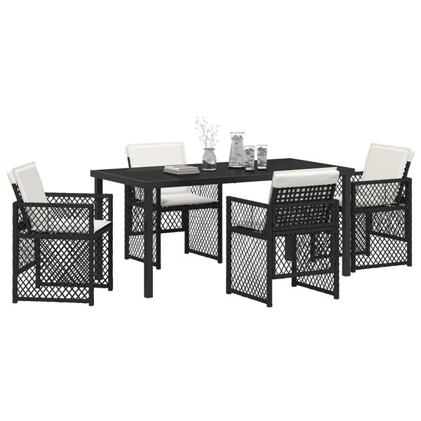 Grote foto vidaxl tuin eetset 5 pcs zwart poly rattan tuin en terras tuinmeubelen