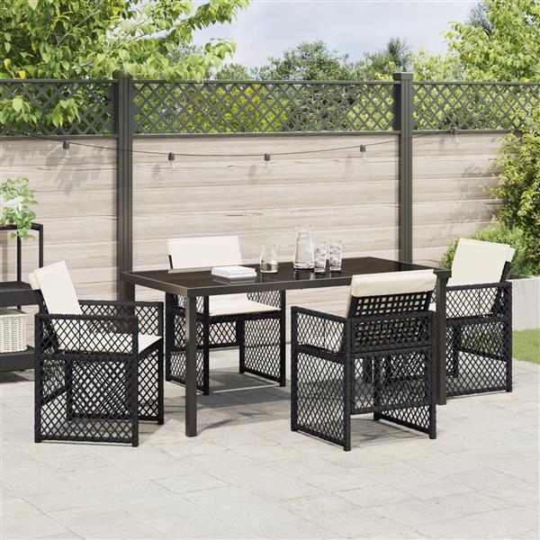 Grote foto vidaxl tuin eetset 5 pcs zwart poly rattan tuin en terras tuinmeubelen