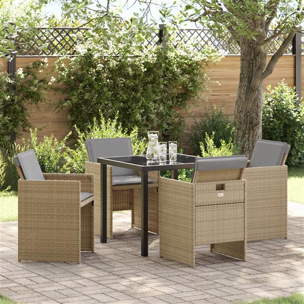 Grote foto vidaxl tuin eetset 5 pcs beige poly rattan tuin en terras tuinmeubelen