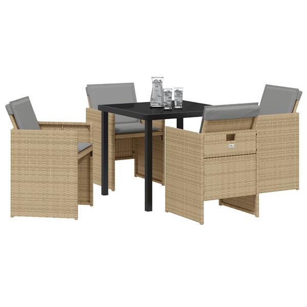 Grote foto vidaxl tuin eetset 5 pcs beige poly rattan tuin en terras tuinmeubelen
