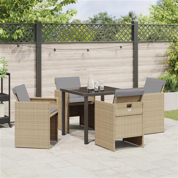 Grote foto vidaxl tuin eetset 5 pcs beige poly rattan tuin en terras tuinmeubelen