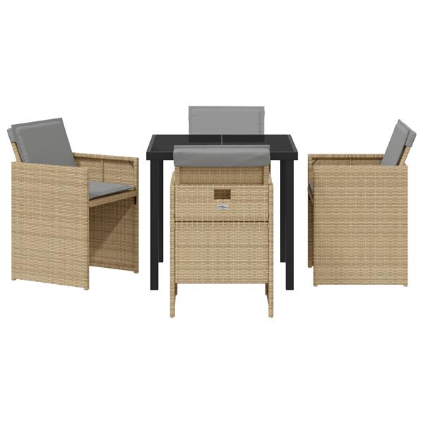 Grote foto vidaxl tuin eetset 5 pcs beige poly rattan tuin en terras tuinmeubelen