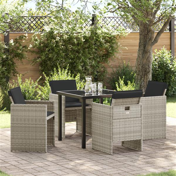 Grote foto vidaxl tuin eetset 5 pcs lichtgrijs poly rattan tuin en terras tuinmeubelen