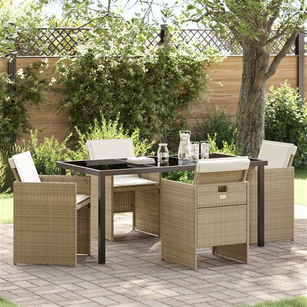 Grote foto vidaxl tuin eetset 5 pcs beige poly rattan tuin en terras tuinmeubelen