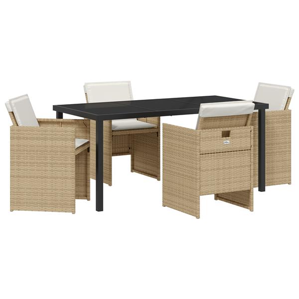 Grote foto vidaxl tuin eetset 5 pcs beige poly rattan tuin en terras tuinmeubelen