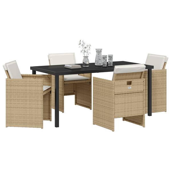 Grote foto vidaxl tuin eetset 5 pcs beige poly rattan tuin en terras tuinmeubelen
