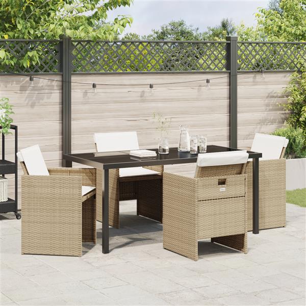 Grote foto vidaxl tuin eetset 5 pcs beige poly rattan tuin en terras tuinmeubelen