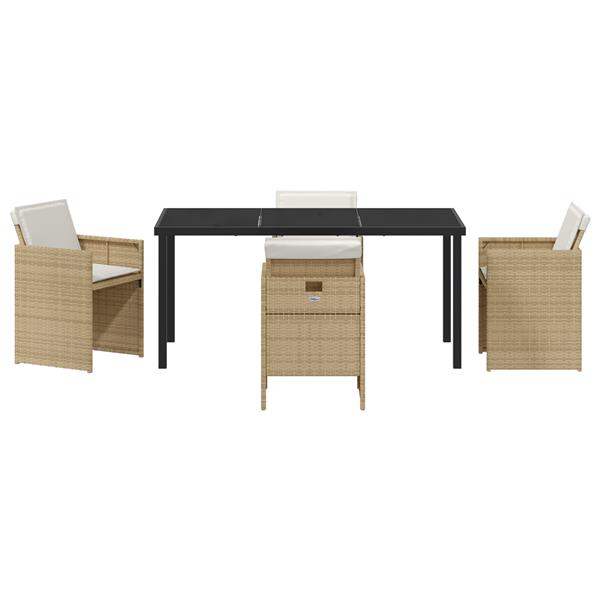 Grote foto vidaxl tuin eetset 5 pcs beige poly rattan tuin en terras tuinmeubelen