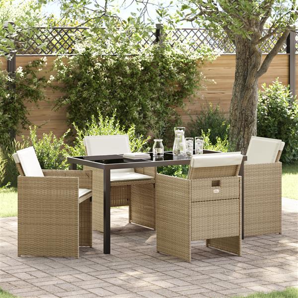 Grote foto vidaxl tuin eetset 5 pcs beige poly rattan tuin en terras tuinmeubelen