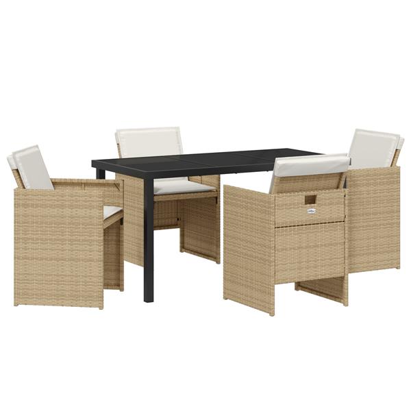 Grote foto vidaxl tuin eetset 5 pcs beige poly rattan tuin en terras tuinmeubelen