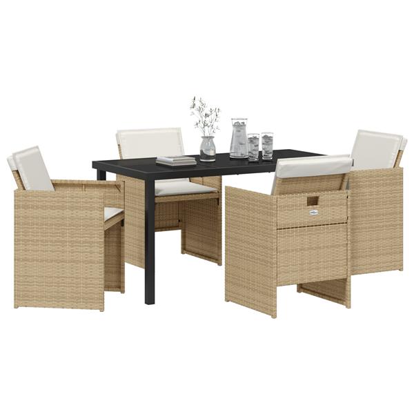 Grote foto vidaxl tuin eetset 5 pcs beige poly rattan tuin en terras tuinmeubelen