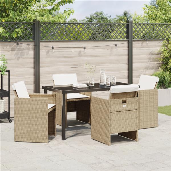 Grote foto vidaxl tuin eetset 5 pcs beige poly rattan tuin en terras tuinmeubelen