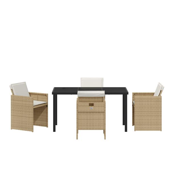 Grote foto vidaxl tuin eetset 5 pcs beige poly rattan tuin en terras tuinmeubelen
