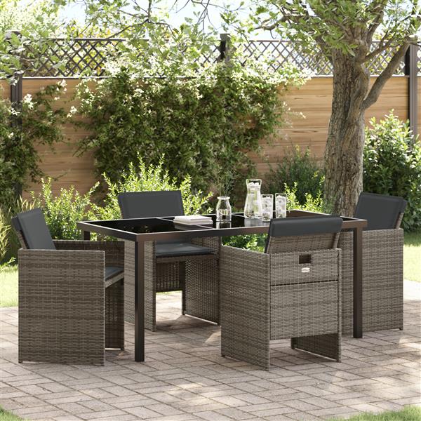 Grote foto vidaxl tuin eetset 5 pcs grijs poly rattan tuin en terras tuinmeubelen
