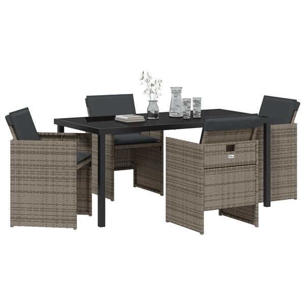 Grote foto vidaxl tuin eetset 5 pcs grijs poly rattan tuin en terras tuinmeubelen