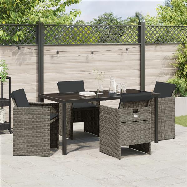Grote foto vidaxl tuin eetset 5 pcs grijs poly rattan tuin en terras tuinmeubelen