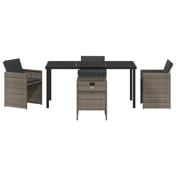 Grote foto vidaxl tuin eetset 5 pcs grijs poly rattan tuin en terras tuinmeubelen