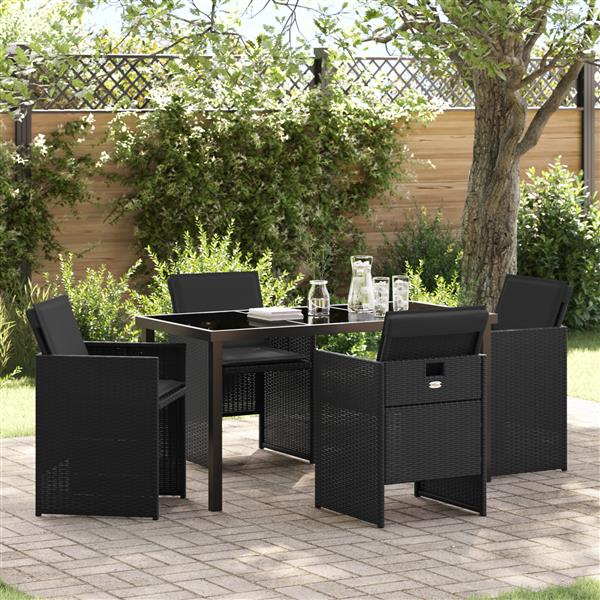 Grote foto vidaxl tuin eetset 5 pcs zwart poly rattan tuin en terras tuinmeubelen