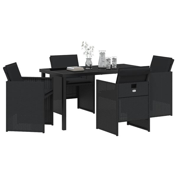 Grote foto vidaxl tuin eetset 5 pcs zwart poly rattan tuin en terras tuinmeubelen