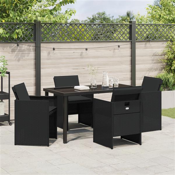 Grote foto vidaxl tuin eetset 5 pcs zwart poly rattan tuin en terras tuinmeubelen