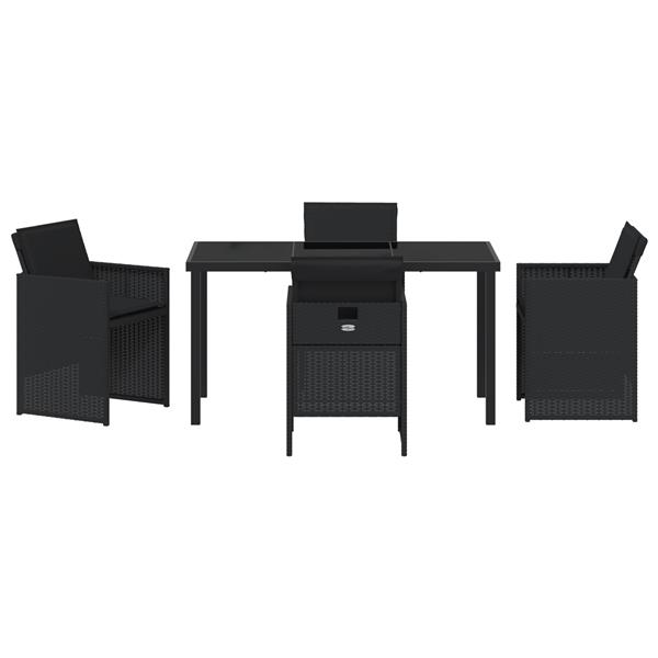 Grote foto vidaxl tuin eetset 5 pcs zwart poly rattan tuin en terras tuinmeubelen