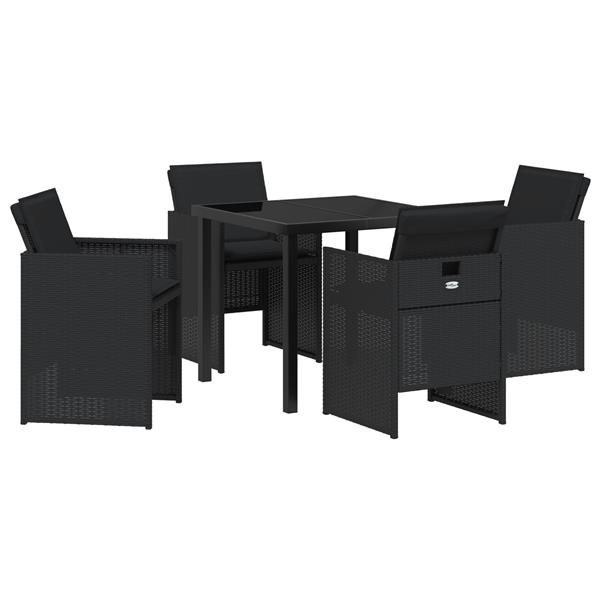 Grote foto vidaxl tuin eetset 5 pcs zwart poly rattan tuin en terras tuinmeubelen