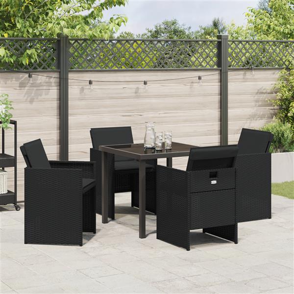 Grote foto vidaxl tuin eetset 5 pcs zwart poly rattan tuin en terras tuinmeubelen