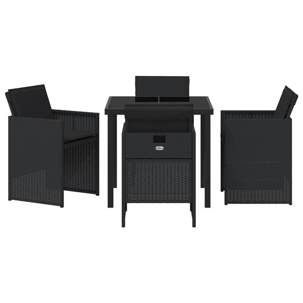 Grote foto vidaxl tuin eetset 5 pcs zwart poly rattan tuin en terras tuinmeubelen